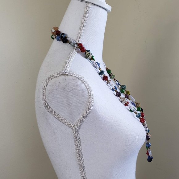 Handmade Colorful Paper Beaded Jewelry Necklace - Picture 3 of 6